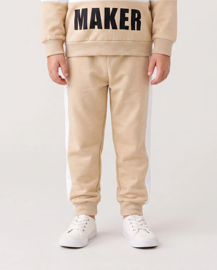 Conjunto de 2 piezas de sudadera y pantalón con estampado de letras a la moda para niño pequeño, color albaricoque