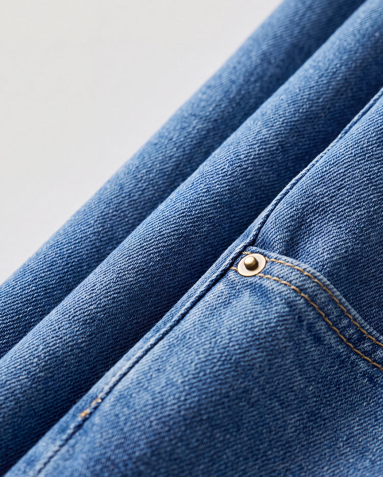 Kinder Elastische Taille Denim-Hose Weicher Stretch Bequeme Alltagsjeans mit Taschen blau