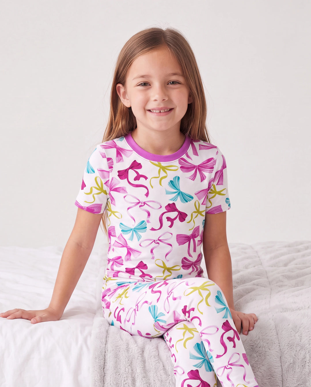 Toddler / Kids Christmas / Halloween Pajamas 3-Piece Bamboo Pajama Set 2-in-1 Look for 4 Seasons (Snug-Fitting) Pink