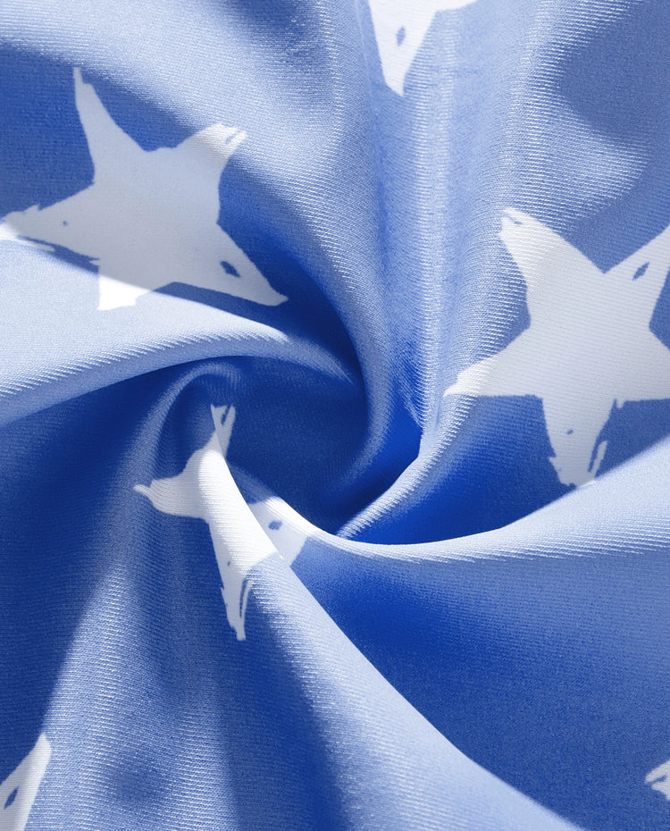 Bañador corto para niño pequeño patriótico del Día de la Independencia 4 de julio con estrellas y rayas en azul