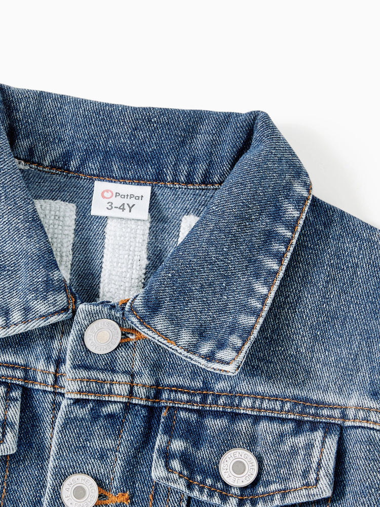 Vestes en jean bleu clair à manches longues et motif lettres Mom and Me