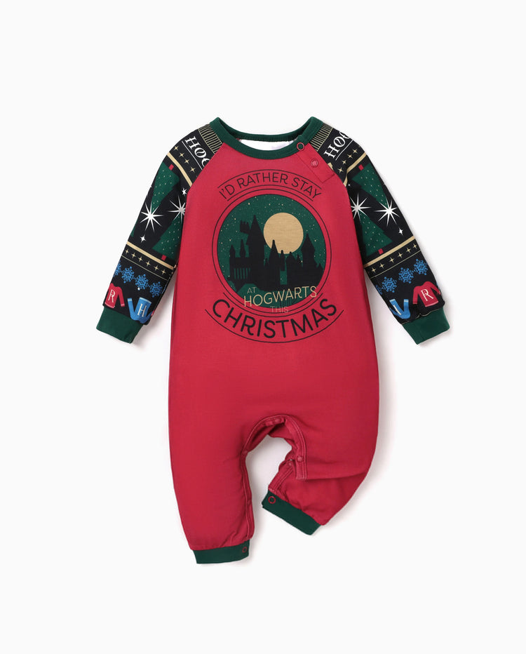 Harry Potter familienpassende Weihnachts-Pyjama-Sets mit Hogwarts-Grafik und Weihnachtssocken