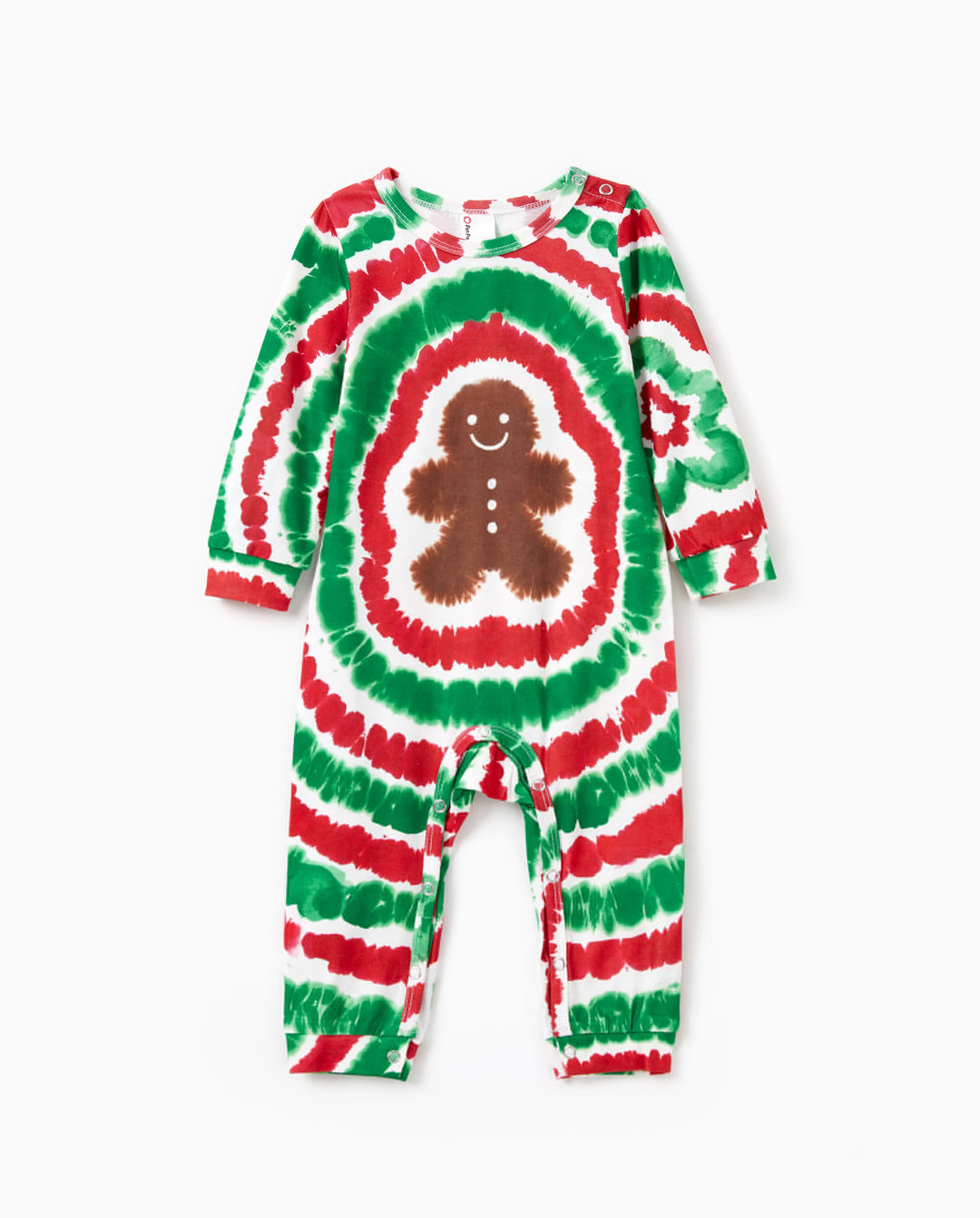 Ensemble pyjama de Noël familial rouge et vert motif bonhomme en pain d'épices tie-dye avec chaussettes de Noël multicolores