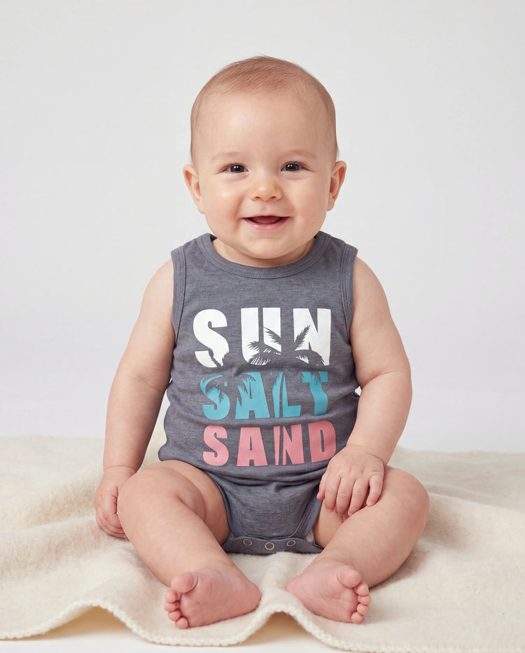 Daddy & Tochter Ärmelloses Tanktop mit Buchstabenprint oder Tankkleid-Set Grau