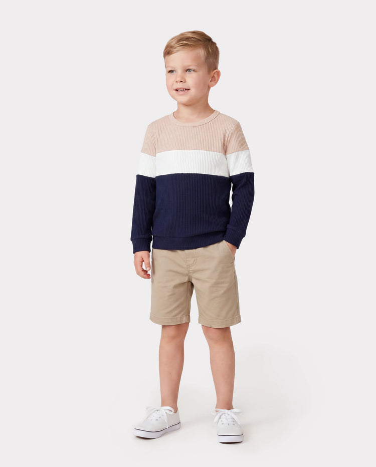 Family Matching Color-Block Knit Long-Sleeved Dresses And Tops Sets Multi-color