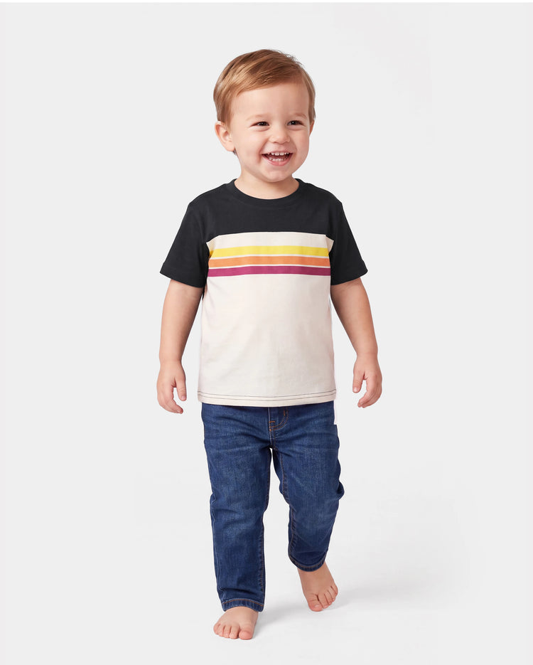 Family Matching Set Floral Sleeveless Strappy Dress or Colorblock Short-sleeve T-shirt  Black