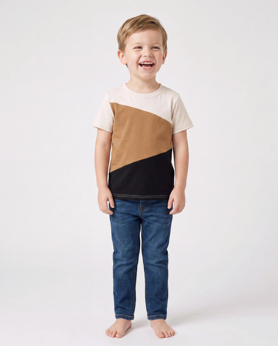 Family Matching Colorblock Cotton Tee or Flora Print Strap Body-con Dress or Mesh Splicing Dress Khaki