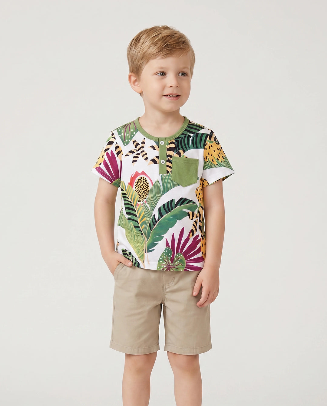Family Matching Tropical Floral Print Short-sleeve Top or Camisole Dress Set Multi-color