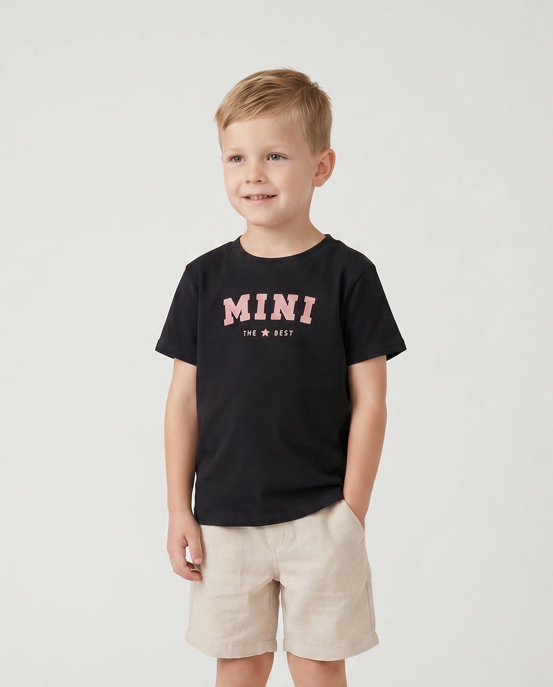 Funny Family Matching Cotton T-Shirt & Dress Set Daddy / Mini Print Black Tee for Dad and boy, Floral Print splicing Dress for Mom, girl and Baby, Perfect for Summer Family Outings Black
