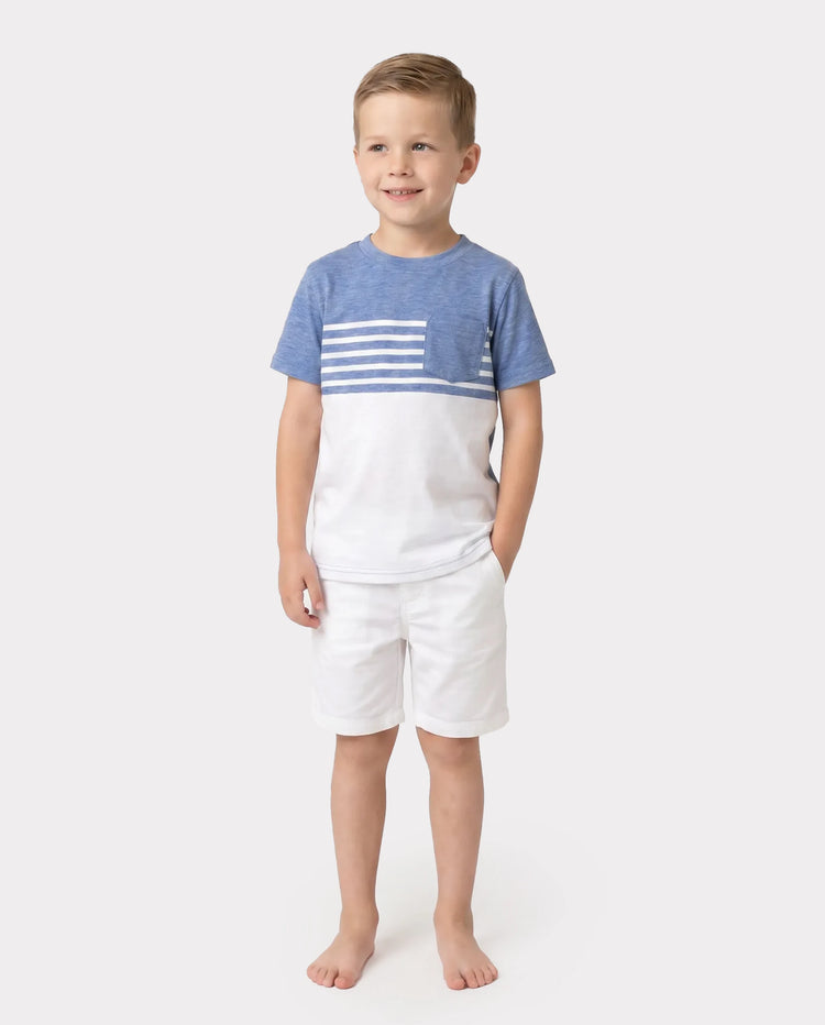 Family Matching Outfit: Floral Smocking Casual Suit BLUEWHITE
