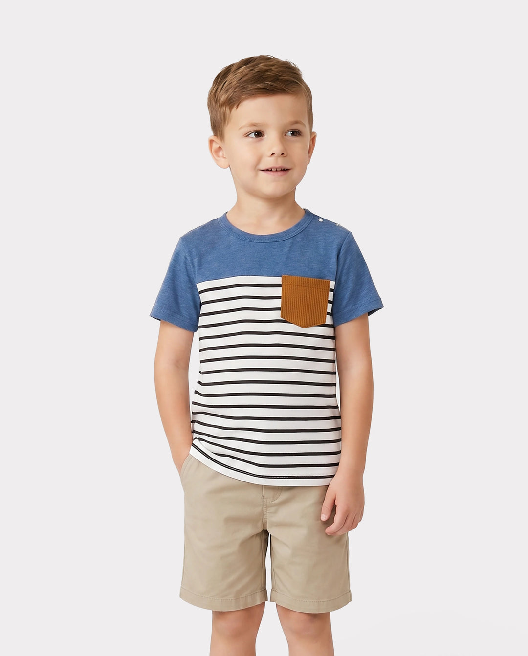 Family Matching Soft Casual Outfit with Below Knee Dresses, Front Buttons, Belted Design Blue