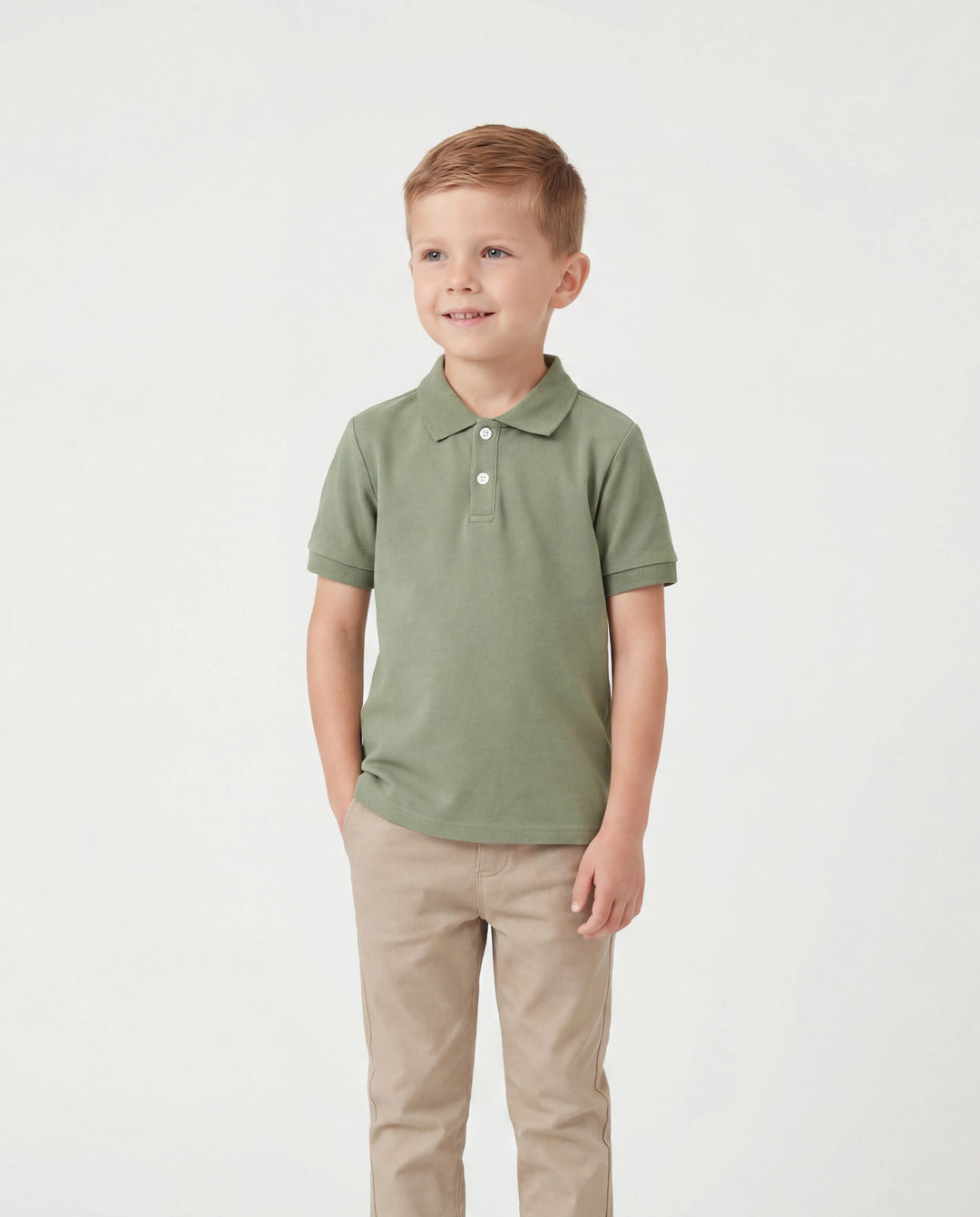 Conjunto familiar a juego Camisa de manga corta con cuello polo o vestido de malla con tirantes en V Verde