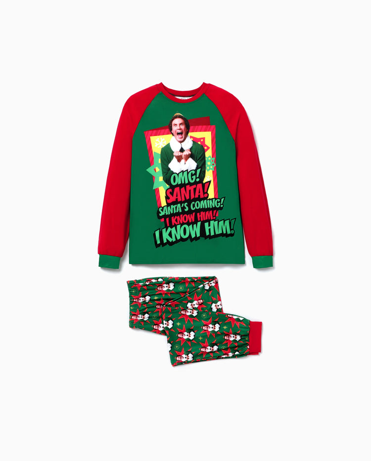 Ensemble pyjama de Noël assorti avec personnages ELF et chaussettes de Noël