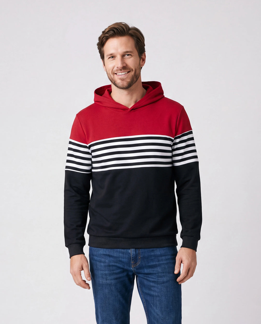 Family Matching Casual Color-Block-Streifen-Print Langarm-Oberteile mit Kapuze Farbblock