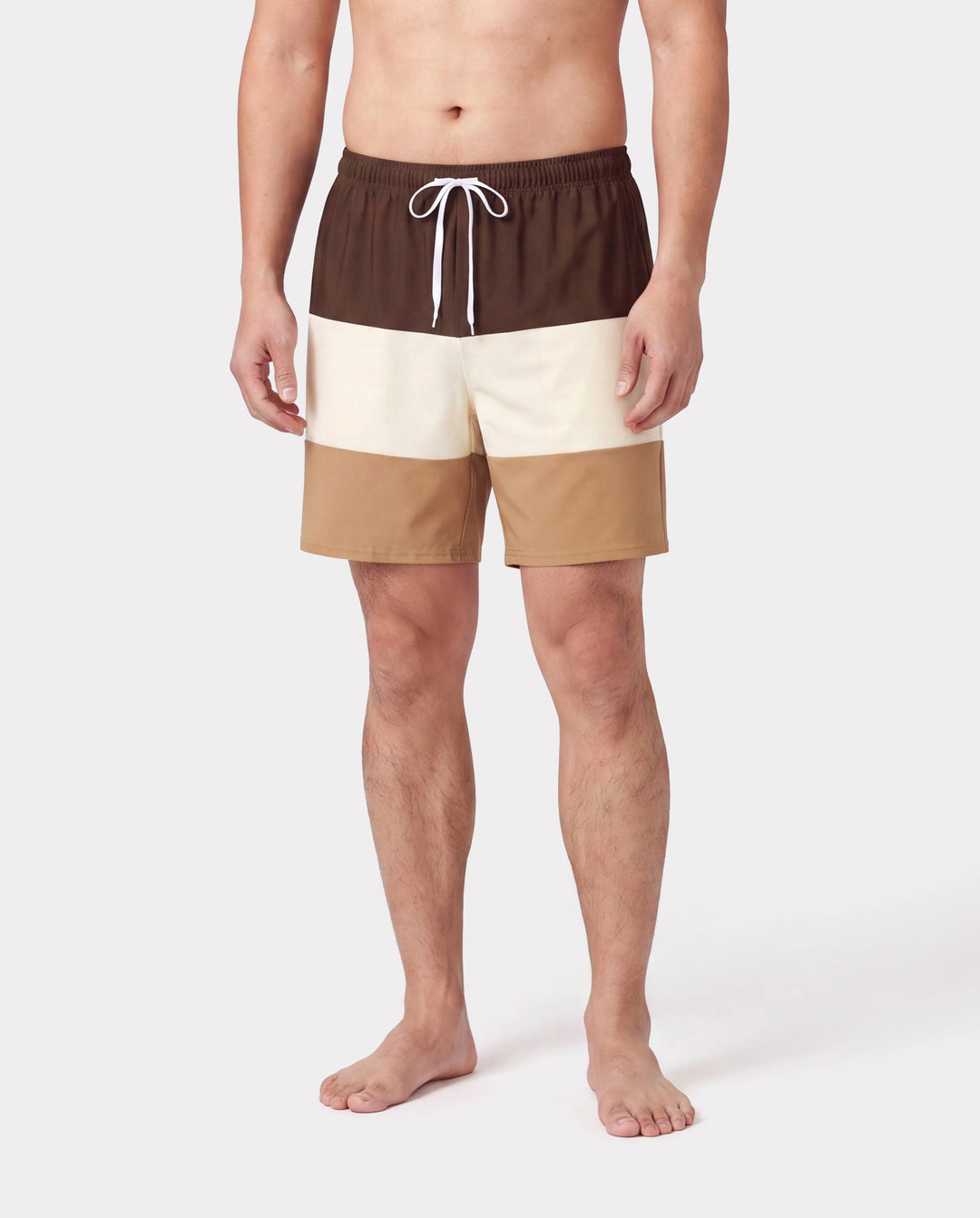 Trajes de baño familiares a juego bicolor, bikini de un solo hombro con recorte para mamá y yo, bañadores bicolor para papá e hijo, ropa de playa para vacaciones de verano Café