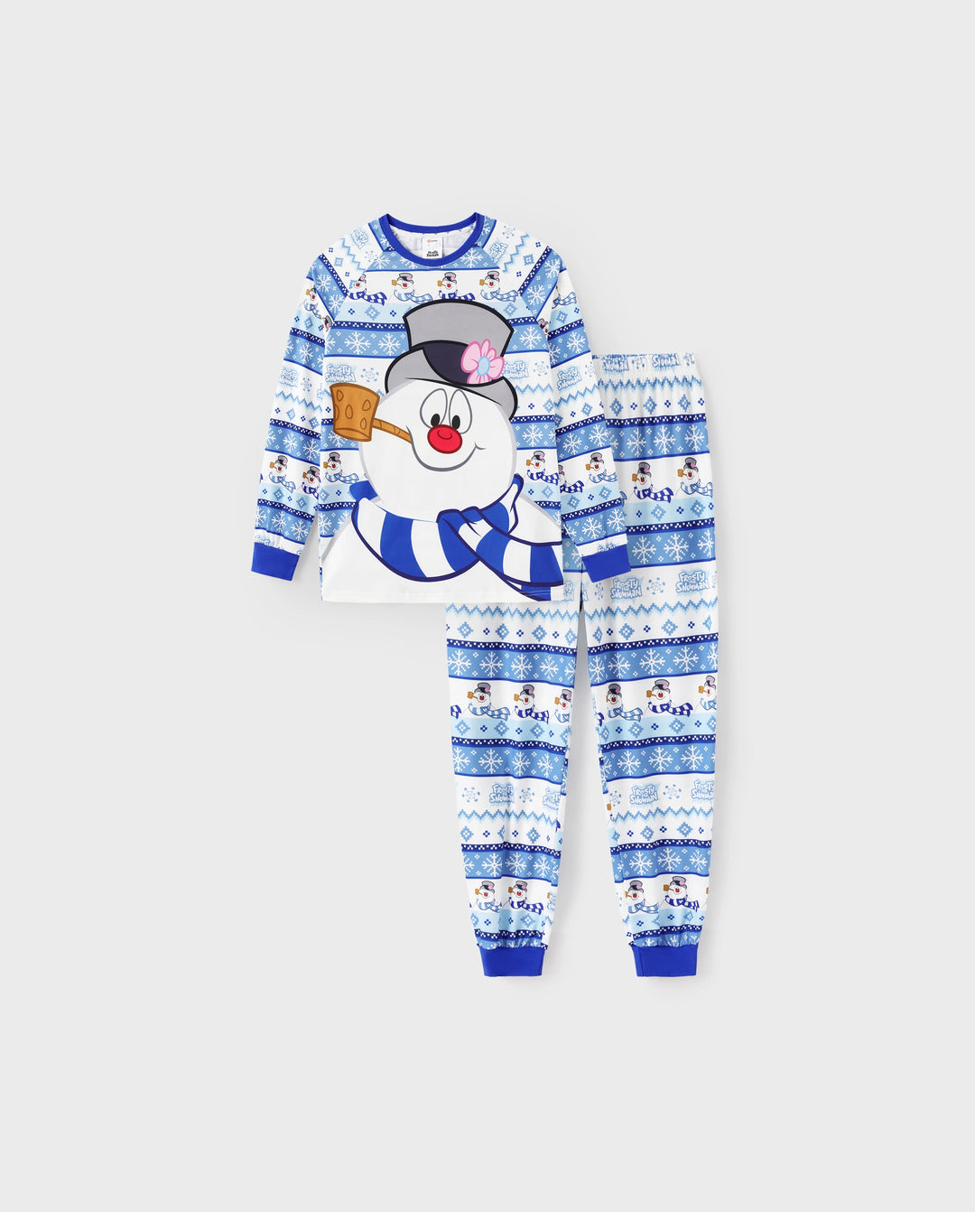 Frosty the Snowman Christmas Family Matching Pajamas Set with Christmas Socks Blue