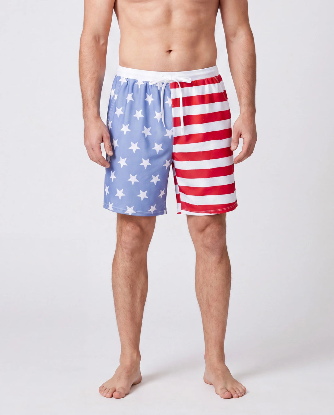 Trajes de baño patrióticos a juego para la familia, Día de la Independencia, 4 de julio, con estrellas y rayas, pantalones cortos o capas con volantes, trajes de baño de una pieza con cuello en V, azules