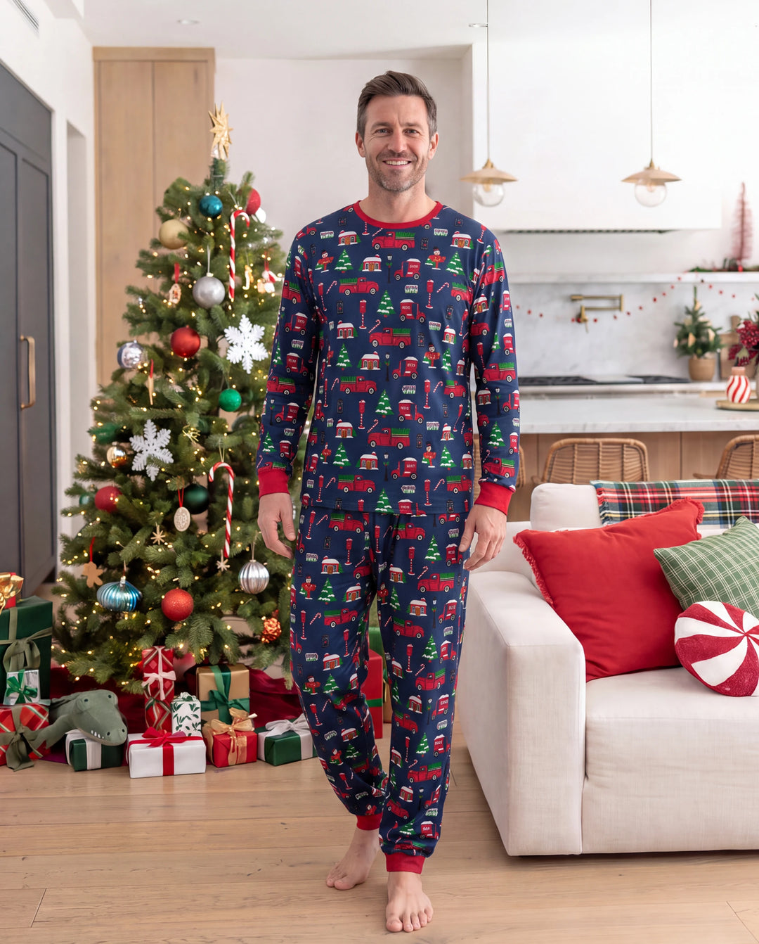 Christmas Matching Family Bamboo Pajamas Xmas Village Print