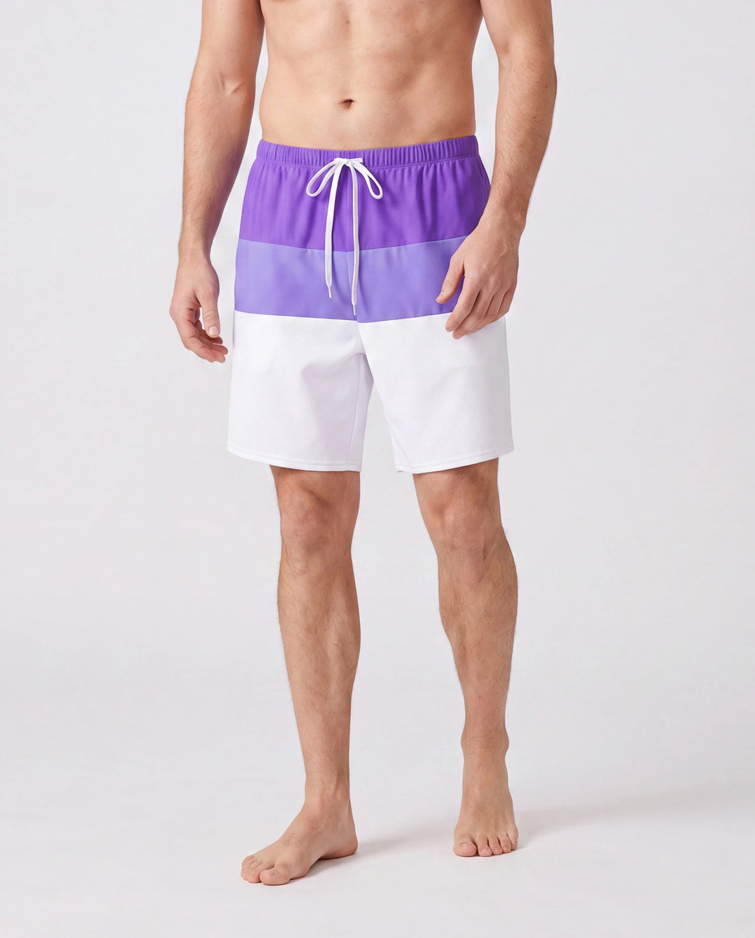 Family Matching Color-block Swim Trunks or One-shoulder Side Knot One-Piece Swimsuit (Quick-Dry) ColorBlock