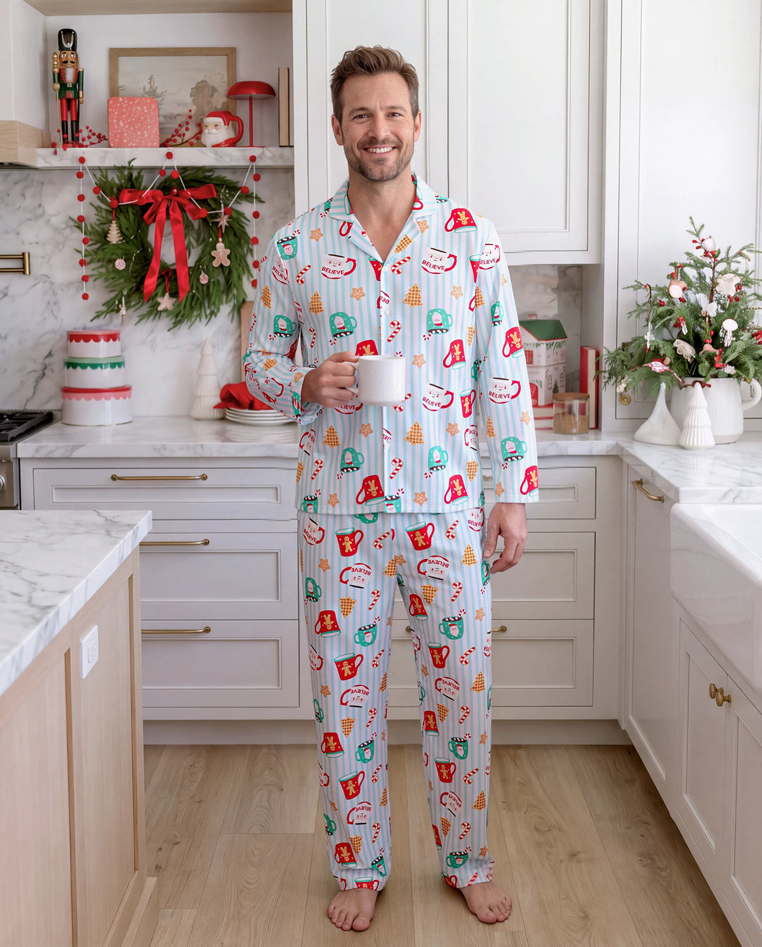 Christmas Matching Family Pajamas Mug Print Teal