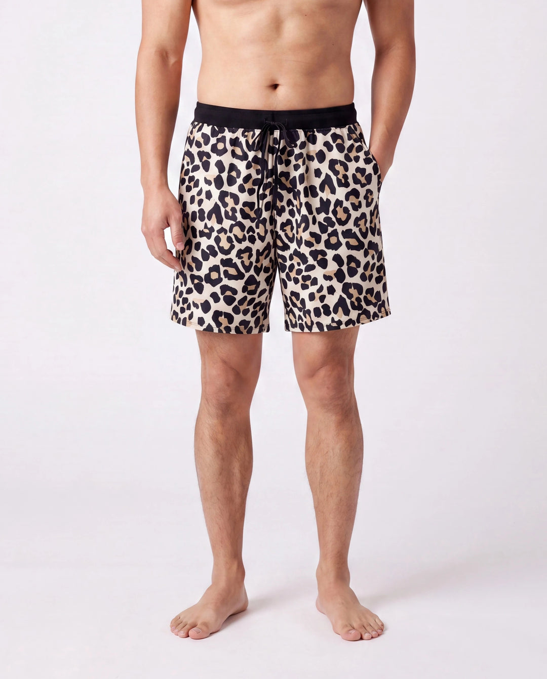 Family Matching Leopard Pattern Drawstring Swim Trunks or Ruffle Neck Two-Piece Bikini with Optional Cover Up Sarong Skirt Black