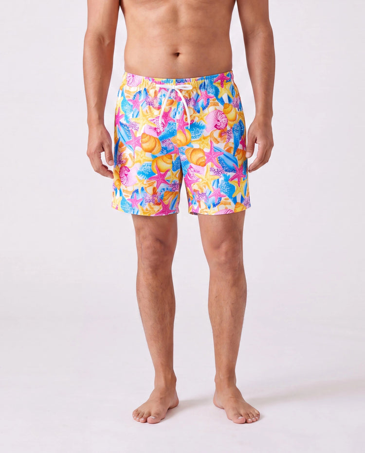 Maillots de bain assortis pour toute la famille à imprimé coquillages & étoiles de mer Maillot une pièce froncé & short de bain Multicolore