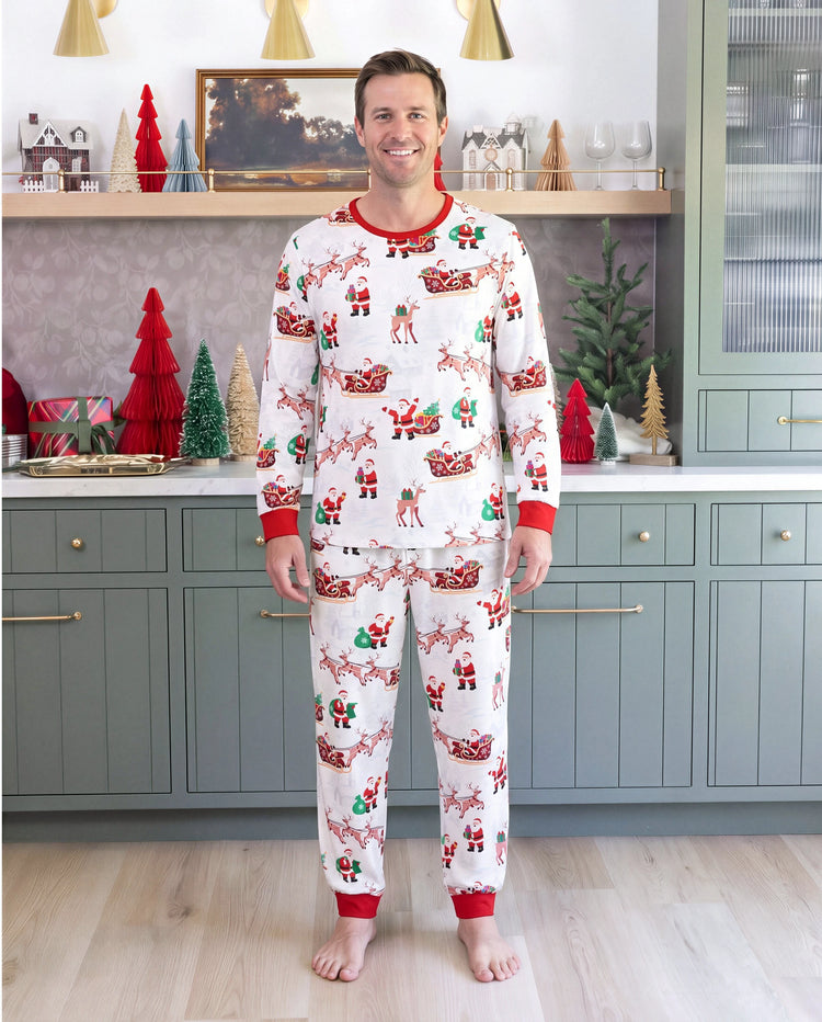 Christmas Matching Family Pajamas Reindeer & Santa Claus Print