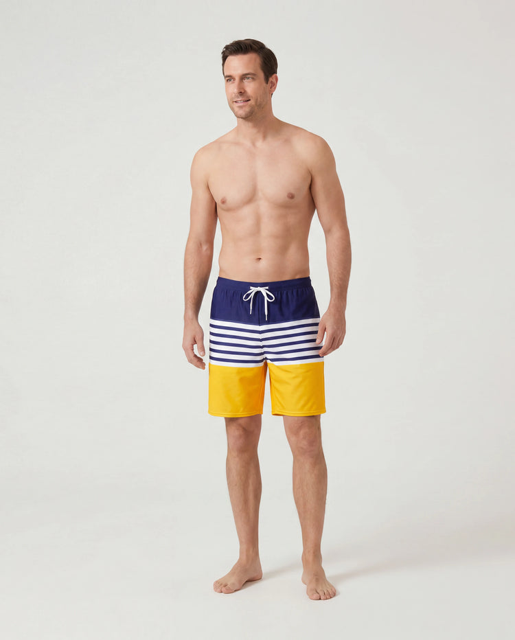 Family Matching Stripe & Colorblock Spliced One Piece Swimsuit or Swim Trunks Shorts ColorBlock