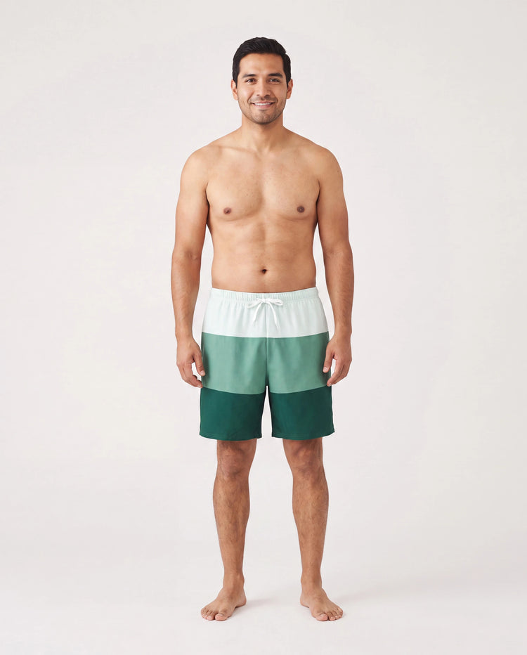 Family Matching Colorblock Swim Trunks or Wrap Side V-Neck Swimsuit MultiColour
