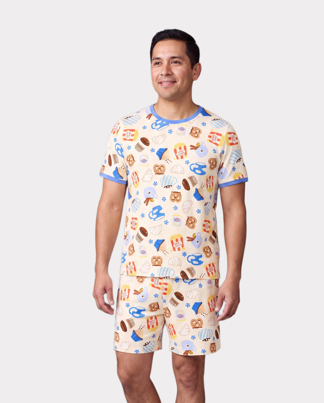 Family Matching Bamboo Pajamas Buttery Soft Bamboo Viscose PJs for Men Women Kids Toddler Baby, Cozy Dessert Print Short-sleeve Sleepwear Blue