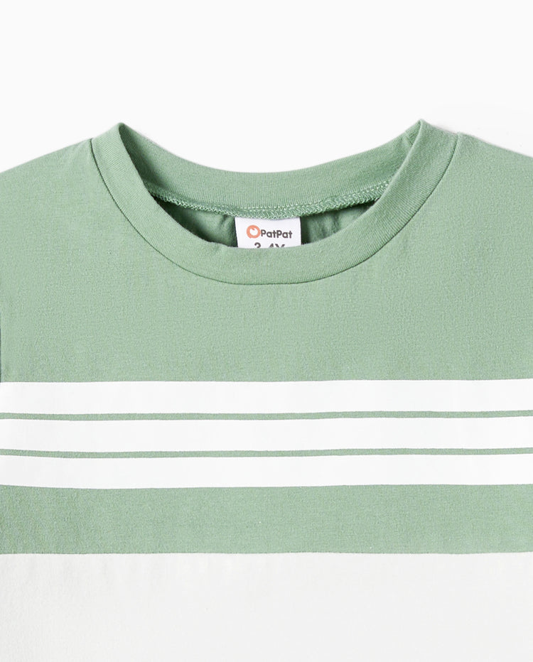 Papa & Sohn Elegante Gebrochene Blumen Passende T-Shirt Outfits für Familie, Mittlere Dicke Grün
