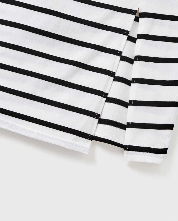 Conjunto Mamá y Yo Vestido Ajustado de Algodón con Tirantes Negro+Blanco