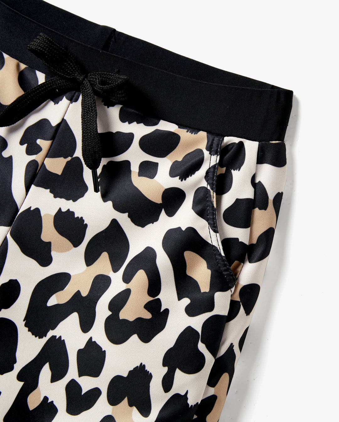 Daddy & Son Leopard Pattern Drawstring Swim Trunks Black