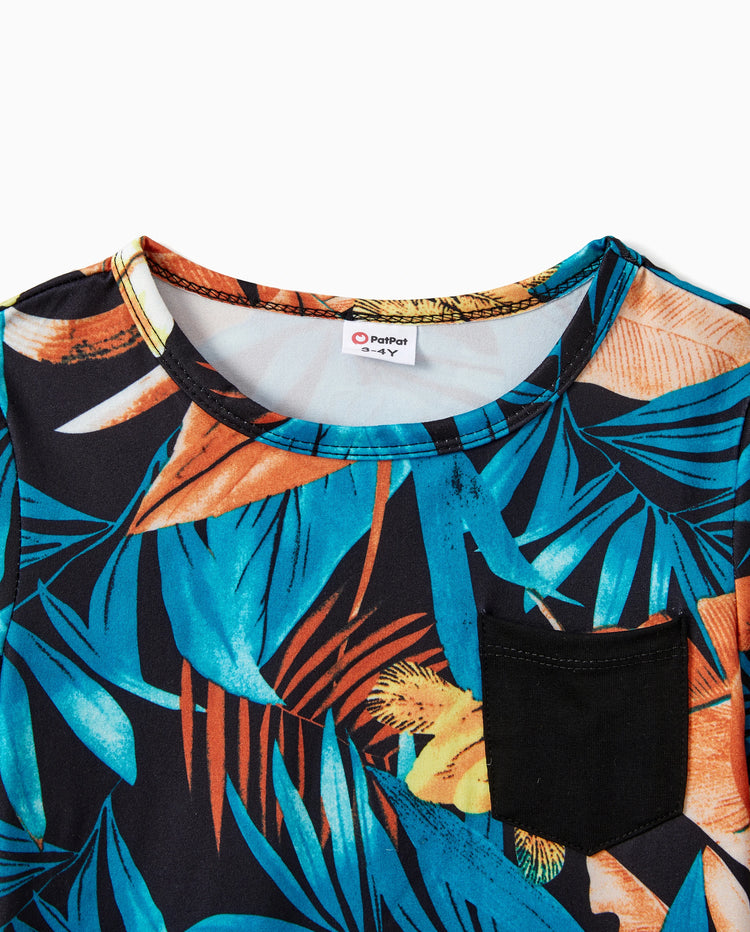 Conjuntos de camisetas con panel floral Daddy & Son Negro