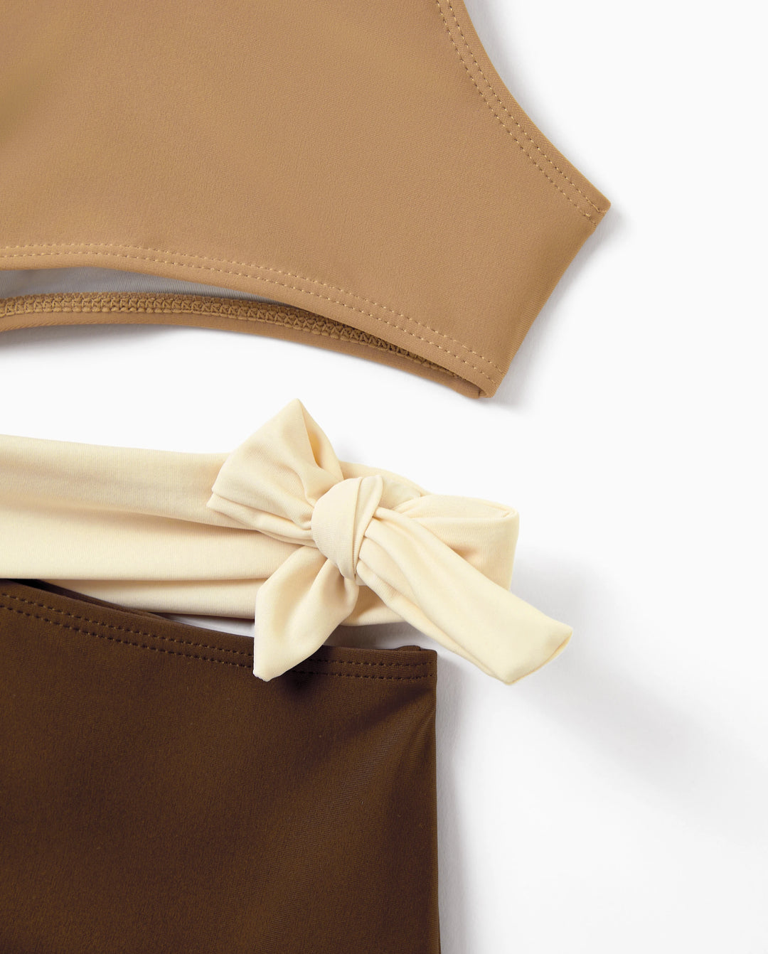Maillots de bain bicolores pour fillettes, maillots de bain pour vacances d'été à la plage Café