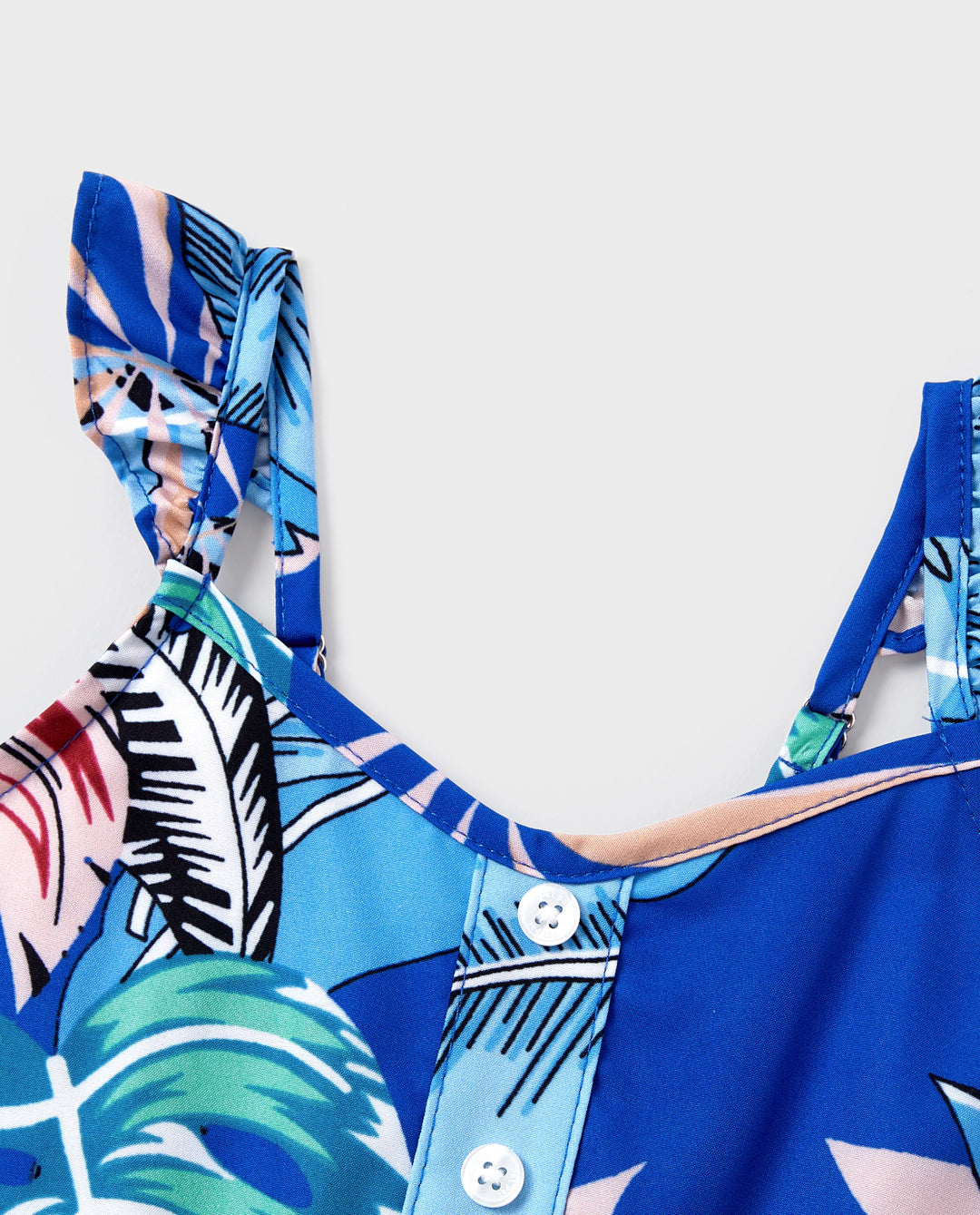 Toddler/Kid Girl Tropical Dress – Blue Floral Print, Perfect for Summer Vacations and Family Photos Blue