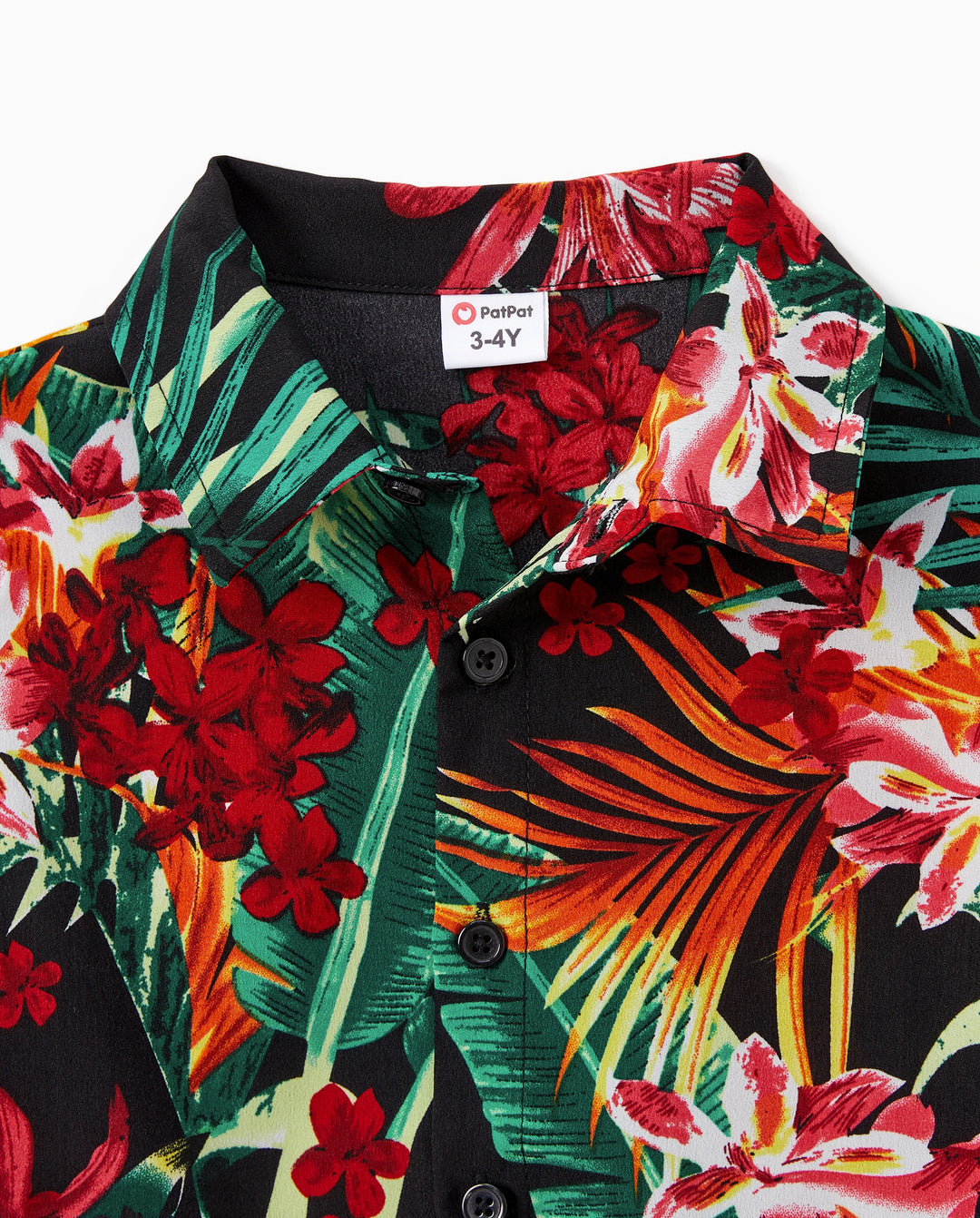 Conjuntos familiares a juego para papá y yo Vestidos halter con estampado floral de plantas por completo y conjuntos de camisas de manga corta Negro
