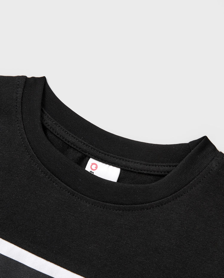 Ensemble coton t-shirt rayé noir et blanc Papa & Fils Noir+Blanc