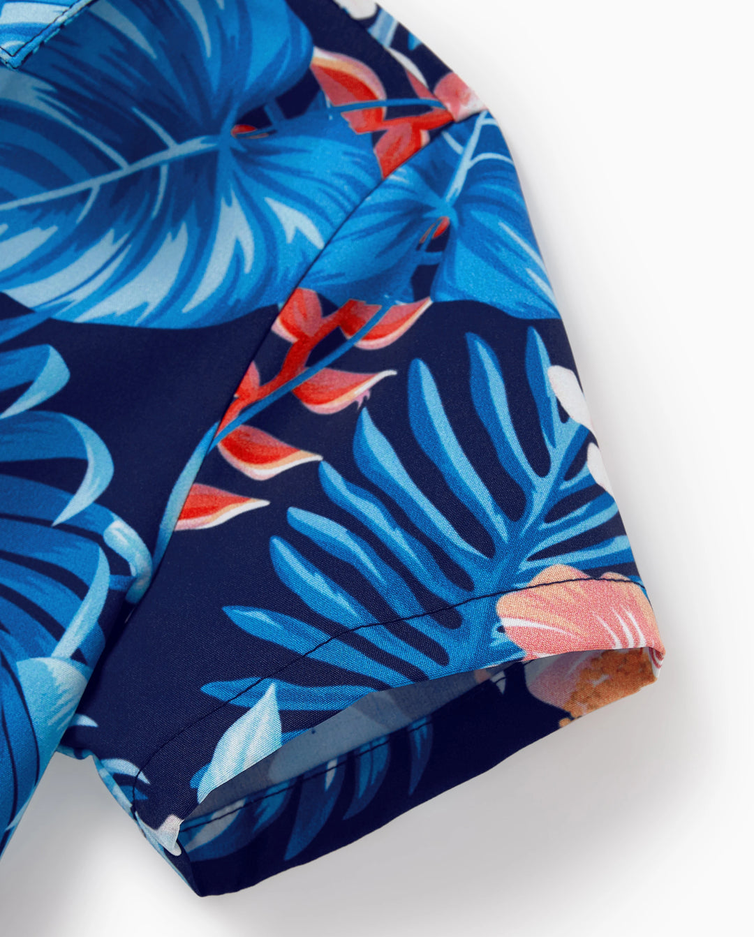 Daddy & Son Vacation Set Tropical Floral Print Shirt or Halter Dresses for Dad, Mom, Kids & Baby, Perfect for Summer Holidays & Family Photos Deep Blue
