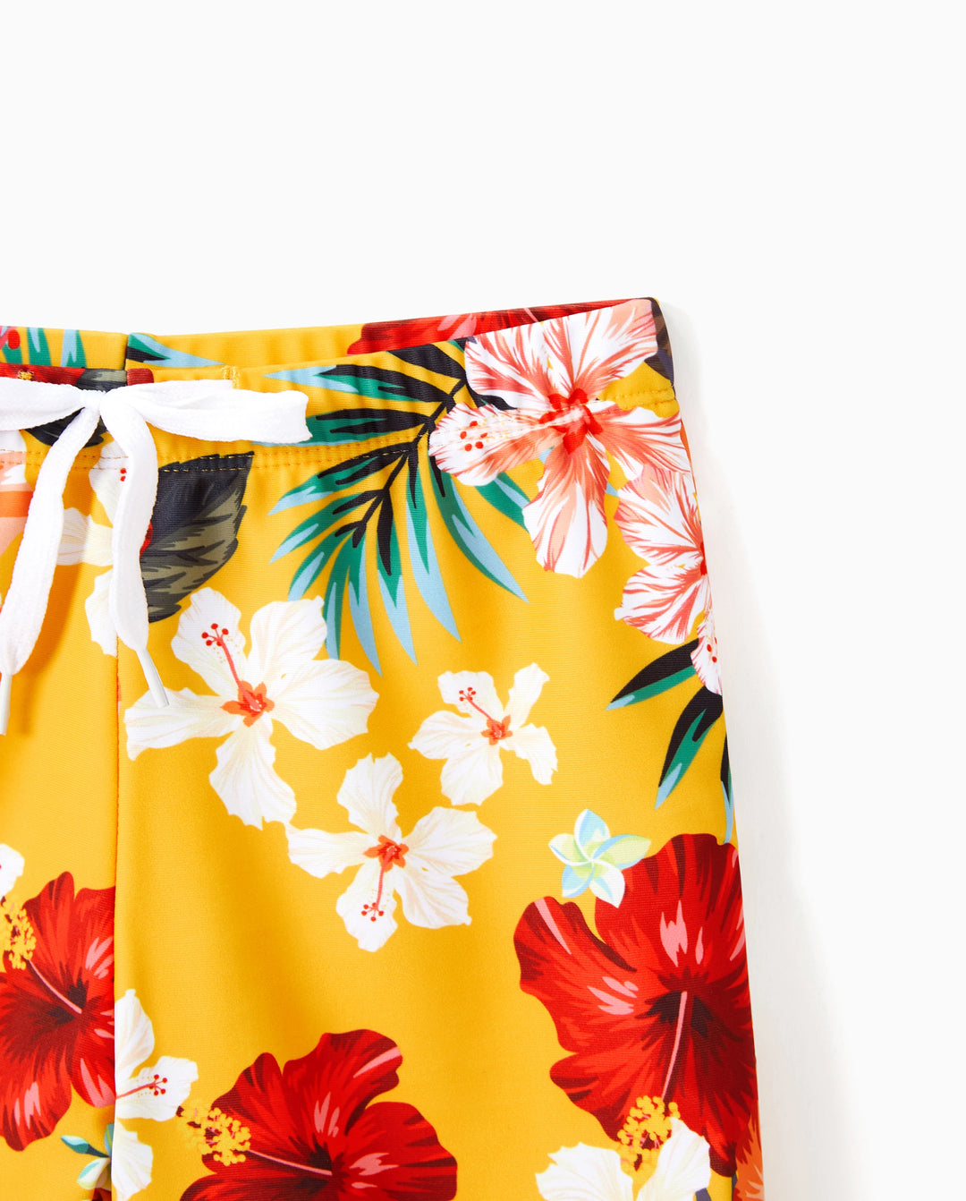 Shorts de bain à cordon et bas de maillot triangle à fleurs Papa & Fils Jaune