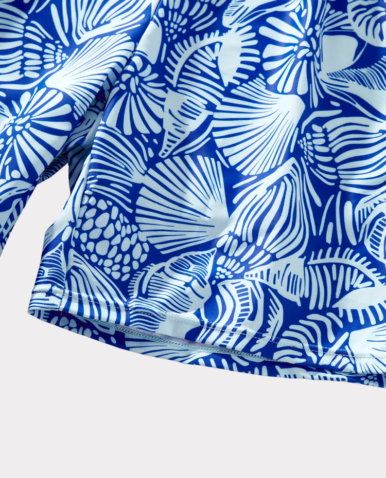 Kleinkind Jungen Muschelmuster Bademode Blumen Badehose Set für Jungen, Perfekt für Strandtage & Poolpartys Blau