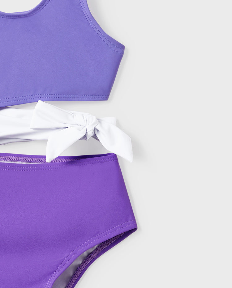 Toddler Girl Color-block Side Knot One-Piece Swimsuit (Quick-Dry) ColorBlock