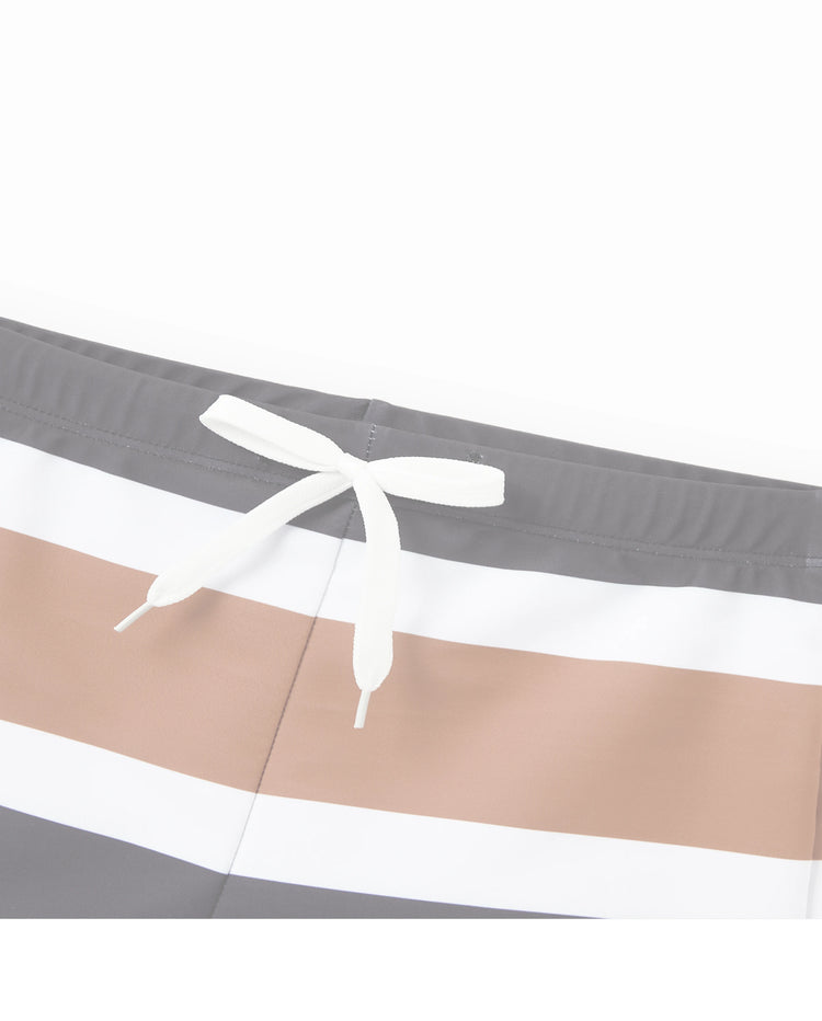 Daddy & Sohn Colorblock-Badeanzüge Gestreifter Bikini & Badehose Set Colorblock