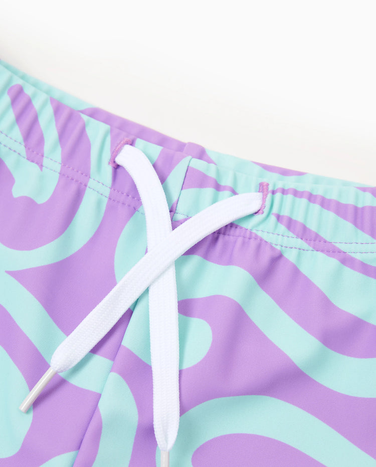Kleinkind Jungen Trendiger Lila & Blauer Wellenmuster Badehose Lila