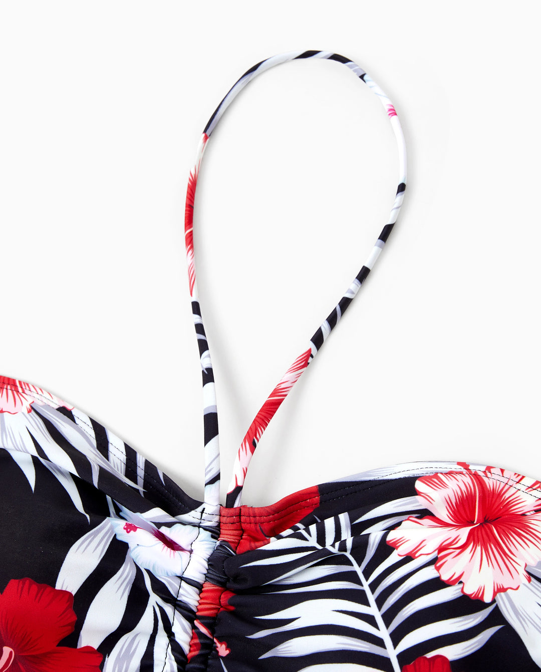 Maman et moi Maillot de bain deux-pièces dos-nu imprimé floral tropical Noir