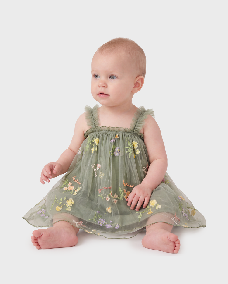 Family Matching Polo Collar Short-sleeve Shirt or V-neck Strappy Mesh Dress  Green