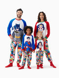 Ensemble pyjama de Noël familial assorti Batman/Sperman/Wonder Woman avec chaussettes de Noël 