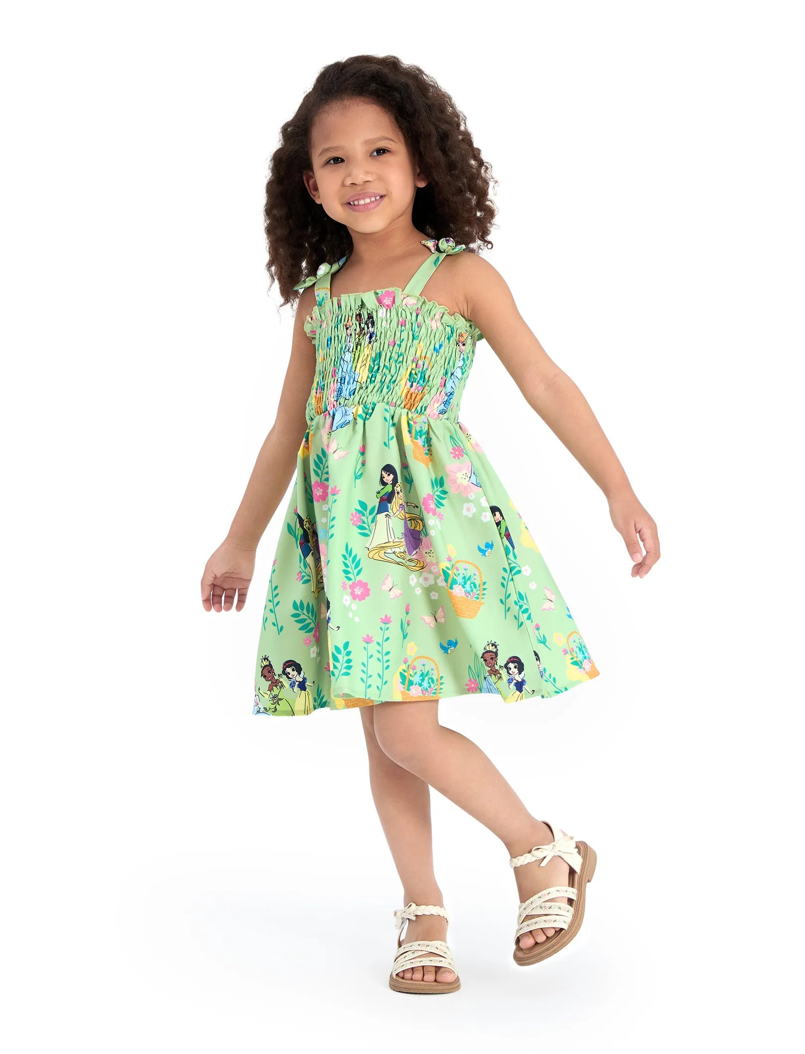 Disney Princess Toddler Girl Tiana/Cinderella/Snow White Smocking Dress Green Disney Princess Toddler Girl Tiana/Cinderella/Snow White Smocking Dress Green