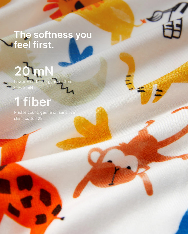 Bamboo Baby Boy/Girl Cartoon Printed 2-Way Zip Onesies Anti Slip Long-sleeve Footie Yellow