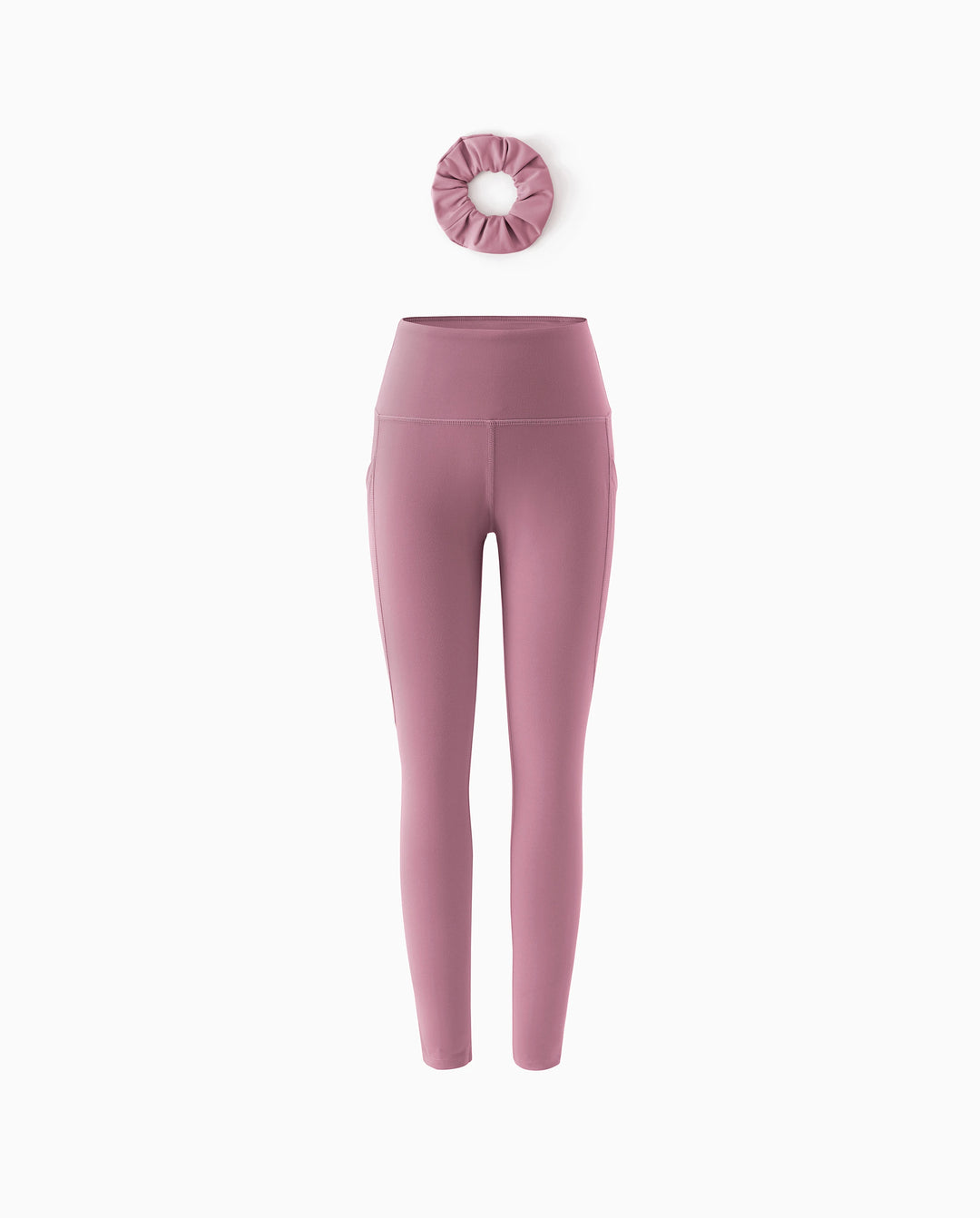 Sportliche ausgestellte Yogahose für Mädchen mit hoher Taille Einfarbige Leggings mit passendem Haargummi lila